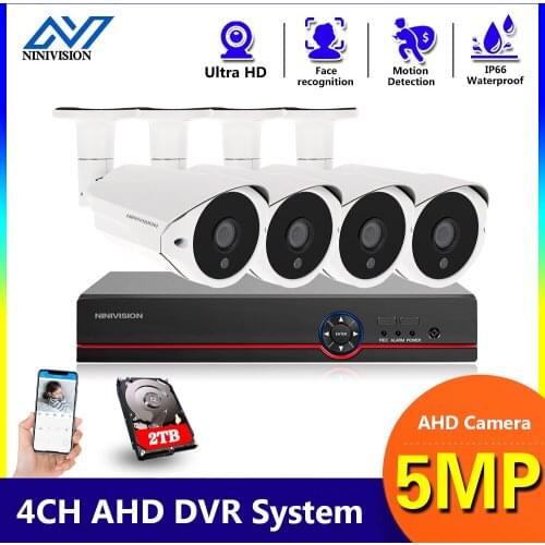 Home camera cctv system 4CH 6 in 1 AHD TVI CVI CCTV Kit 5.0MP indoor Outdoor Weatherproof Surveillance Security Camera System