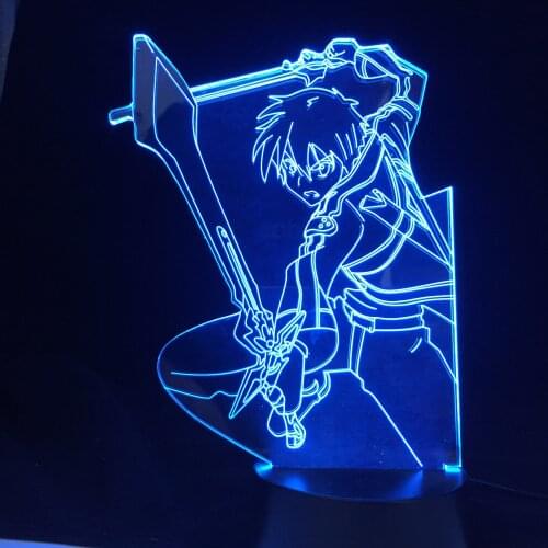Anime Sword Art Online Kirito Figure for Bedroom Decor Nightlight Birthday Gift Room Led Night Light Manga SAO 3d Led Night Lamp