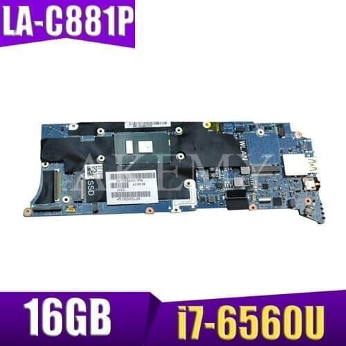 For DELL XPS 13 9350 Laptop motherboard H67KH i7-6560U CPU 16GB RAM LA-C881P H67KH 0H67KH CN-0H67KH