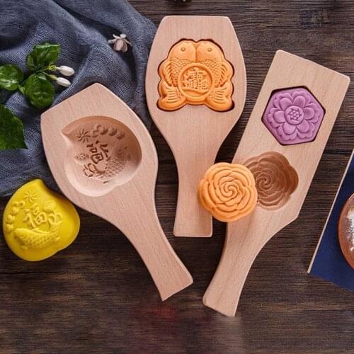 Moon Cake Molds Wooden Pastry Mold Making Mung Bean Cake Sorbet Baking Tool Kitchen Baking Mooncake Moulds Gift for Kids