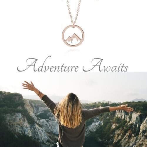 Mountain stainless steel necklace, wanderlust necklace, mountain call, mountain jewelry, mountain pendant, mountain charms