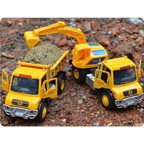 Back Alloy Truck Excavator Mixer Dump Truck Door Lights Sound Childrens Toy Car Model Kids Toys Boy Toys Group Game Toys 1:32