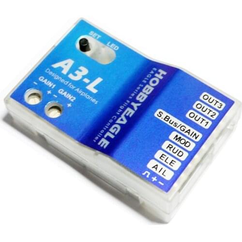 Hobbyeagle A3-L Flight Controller 3 Axis Gyro Stabilizer Fixed wing V-tail Delta-wing Airplane 3D Flight for RC Aircraft Balance