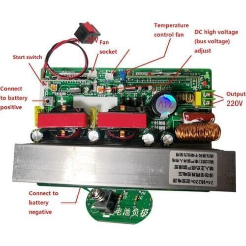 Pure chord wave inverter 1000KW 750W 500W 12v 24v to 220V circuit board boost power converter