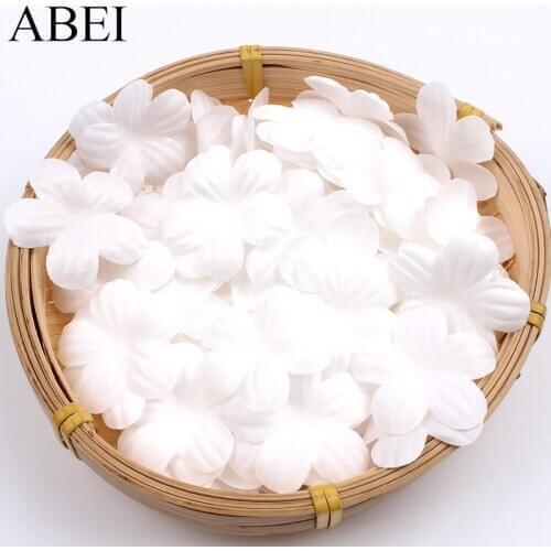 50pcs/lot Artificial White Flower Petals For Wedding Party Decoration Diy Scrapbook Card Craft Material Silk Flower Appliques