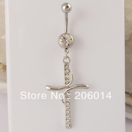 Wholesale Cross Belly Ring Navel Ring Body Piercing Jewelry.5pcs/lot
