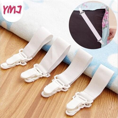 4 Pcs White Bed Sheet Mattress Cover Blankets Grippers Clip Holder Fasteners Elastic Set Clothes Pegs Home Storage