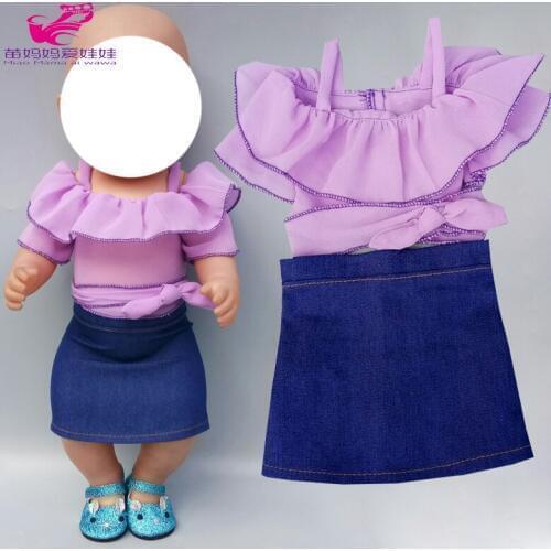 Doll clothes set fit for 43cm new born baby doll jeans clothes 18 inch 45cm american og doll clothes wear