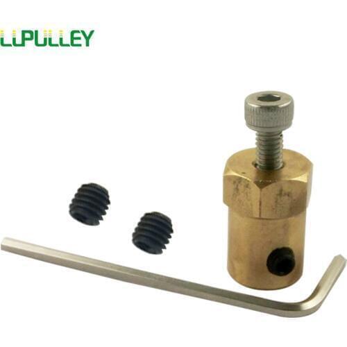 LUPULLEY 2PCS 3/4/5/6/7/8mm Shaft Motor Rigid Coupling Wheel Brass Hex Coupler Set Wrench