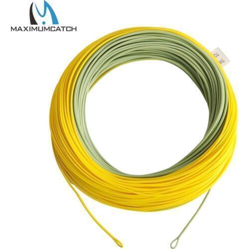 Maximumcatch 2-8WT Double Color Moss Green & Gold Weight Forward Floating Fly Fishing Line With Welded Loops 100FT Fly Line