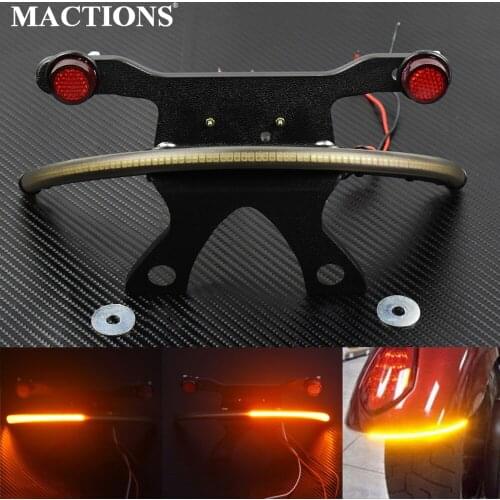 Motorcycle Amber LED Fender Smoke License Lens Turn Signal Tail Light Bar Bracket For Victory Vegas 2003-2014 2015 2016 2017