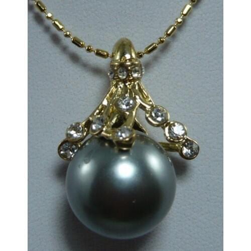 Niceste de laday noir nacre collier pendentif en cristal