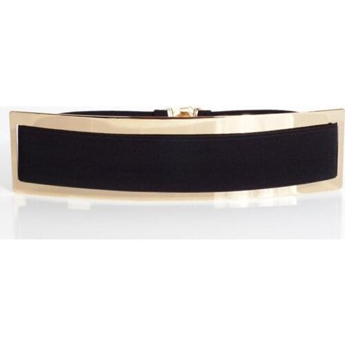 New Fashion 2021 Elastic Mirror Metal Waist Belt 4cm width Metallic Gold Plate Wide Band Women Female Dress waisband girdle BL20