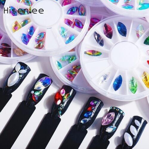 New Acrylic Horse Eye Water Drop Shape Crystal AB Nail Art Glitter Rhinestone 3D Ma'am Nail Wheel Make Up Decoration Gems