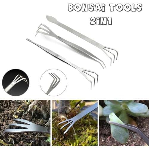 New Multifunction Bonsai Tool Steel Root Rake Spatula Tweezers Durable Rust-proof Non-slip Handle Garden Tool