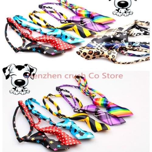 Wholesale 100pcs Mix 30 Pattern Polyester Pet Dog Necktie Adjustable Dog Bow Tie Dog Collar Grooming Supplies