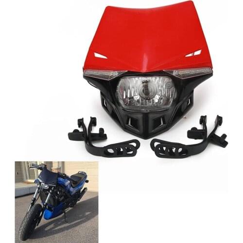 12V Motorcycle Supermoto LED Light Dirt Bike Headlight Front Head Light Universal for CR CRF 125 250 300 350 450 Red