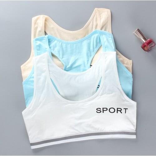 Young Girls Bras Cotton Puberty Sport Letter Kids Training Tops Tanks Girl Students Underwear Bras Children for 8-16 Years Old