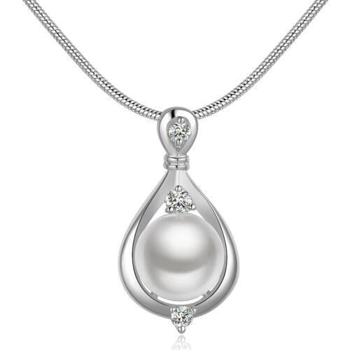 Hot sell exo silver plated necklaces & pendants big imitation pearl collier jewerly accessories SMTN523