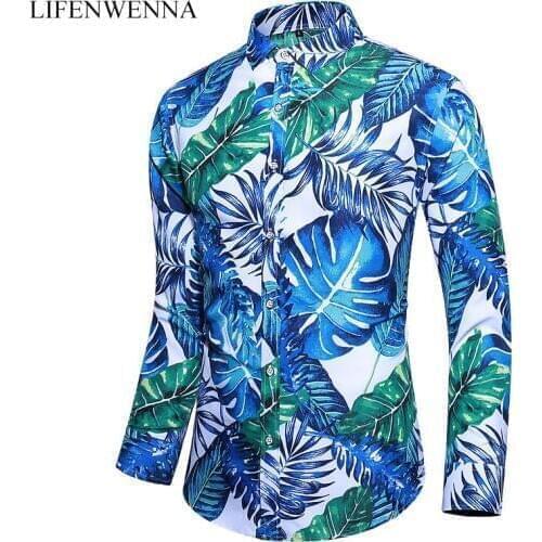 Plus Size 5XL 6XL 7XL Casual Shirt Men Spring New Arrival Floral Printed Long Sleeve Shirts Mens Fashion Business Office Shirts