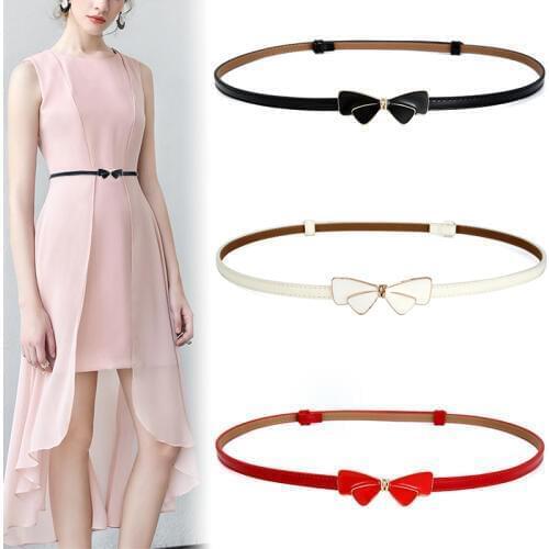 Adjustable Patent PU Leather Belts For Women White Enamel Bow Waistbands Girdle For Dresses Female Thin Waistband Black Straps