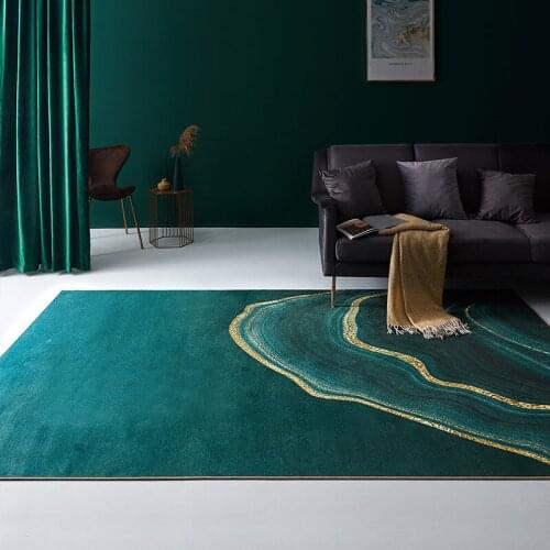 European light luxury dark green living room carpet Nordic ins net red green bedside mat bedroom tea table sofa blanket