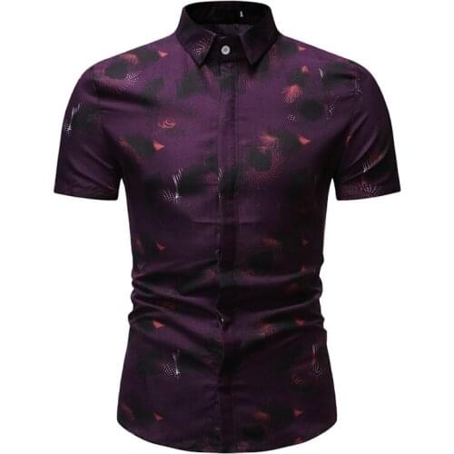 Pop New Summer Hawaiian Print Shirt Short Sleeve Men Business Casual Tops Boho Beach Shirts koszula hawajska