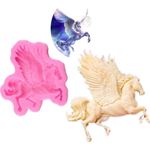 Animal Horse Silicone Fondant Molds Unicorn Silicone Mold Flying Horse Cake Decoration Sugarcraft Mould Chocolate Clay Mold