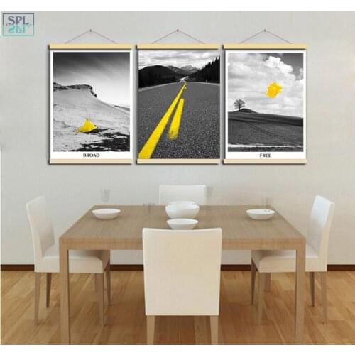 SPLSPL Unframed Wall A4 Art Home Decor Picture Yellow Balloon Mountain Forest Road Landscape Canvas Print Poster Painting