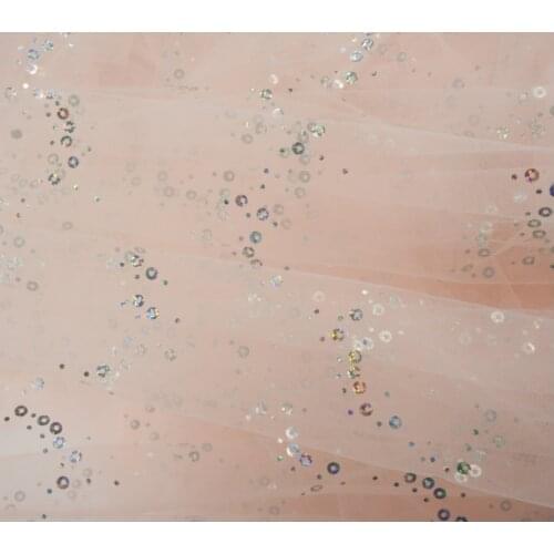 Exquisite diamond mesh lace fabric colorful soft silver radium circle wave Punching fabric wedding doll tutu skirt mosquito net