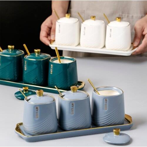 High-grade ceramics Spice jar Seasoning bowl Seasoned storage box household items