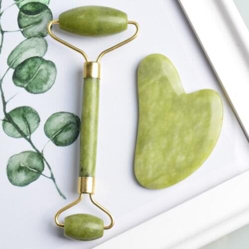 Green Natural Jade Stone Guasha Board Facial Massage Tool SPA Therapy Gua Sha Massager Antistress Skin Care Tool Scraping Board