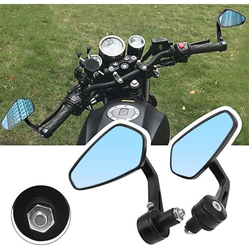 DERI 1 Pair 7/8" 22mm Universal Motorcycle Aluminum Rear View Black Handle Bar End Side Rearview Mirrors retrovisor de moto