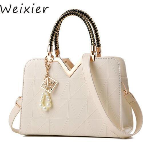 WEIXIER NEW PU Leather Lady bags Hanging Ornament Top-handle Bags Adjustable Strap Shoulder High Quality Crossbody Bag V2-08