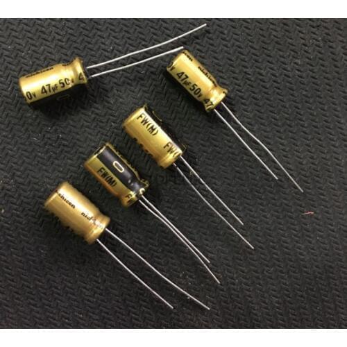 10pcs Nichicon FW 47uF/50V Electrolytic Capacitors Hi-Fi Audio