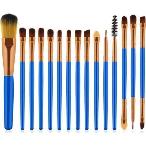 15pcs Blue Brown/ Gold Makeup Brush Makeup Tools Eyeshadow Brush Foundation Brush Blush & Makeup Brush Makeup Tools