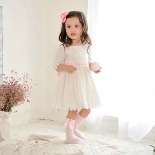 2019 Summer Kids Princess Dress Girl Spanish Cotton Quality Sweet Wedding Dress Toddler Girl White Party Dress Birthday Dress