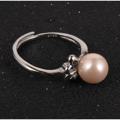 2020 New Wedding Rings For Women Quality Silver Plated Butterfly Shell Beads Adjustable Finger Ring Thin Rings Pearl Jewelry