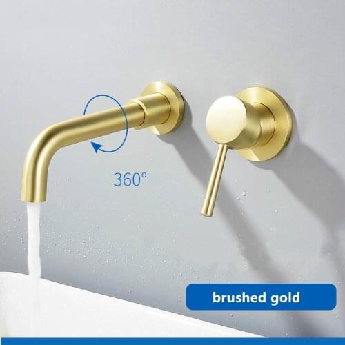 21cm Solid Brass Wall Mounted Basin Faucet Bathroom Mixer Tap Hot and Cold Faucet 360 degree rotation Spout