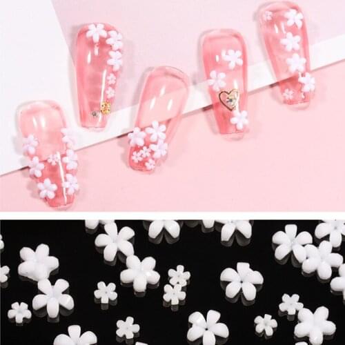 3D Flower Nail Art Decoration Cute White Nail Accessory Japan Summer Nail Art Tool For Girl DIY Manicure Use UV Gel Nail Decal