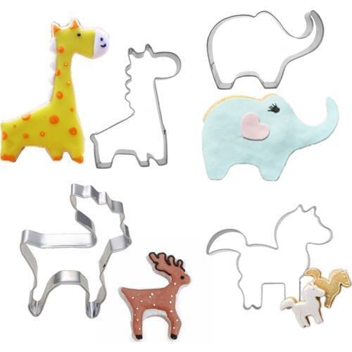 4pcs Animals Cookie Cutter Set Stainless Steel Vegetable Chopper Metal Fondant Cutter Molds for Plaster Baking Tools Kitchen