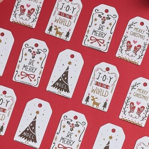50pcs Cute Paper Gift Label Tag Merry Christmas DIY JOY TO WORLD Decorative Tags Wedding Favors Jewelry Handmade Charms Tags