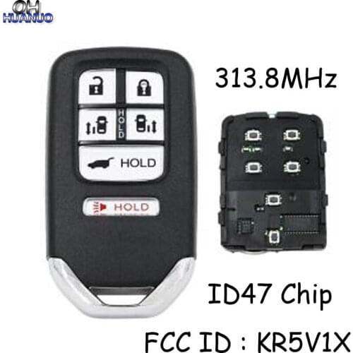 6 / 5+1 button Smart Card 313.8MHz With ID47 Chip for Odyssey 2014-2017 FCC ID : KR5V1X