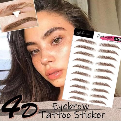 6D Eyebrows Sticker Makeup Waterproof Long Lasting Eyebrow Tattoo Sticker Water-based Brow Stickers False Eyebrows Cosmetics