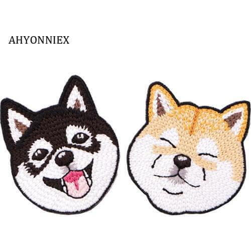AHYONNIEX Cartoon Dog Embroidery Iron On Patches For Clothes Applique DIY Children Kids Coat Dress Accessories Cloth Sticker
