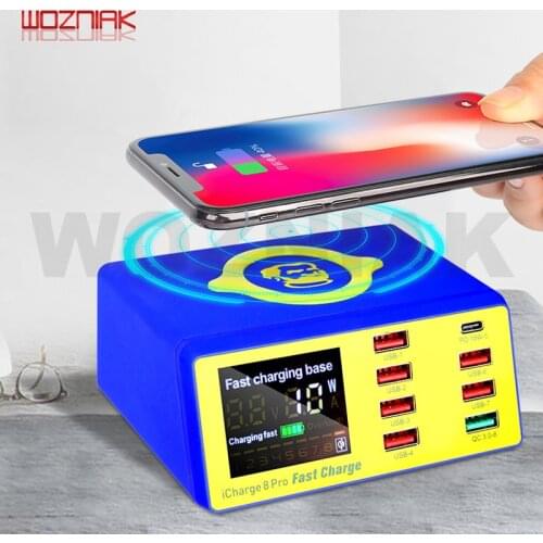 MECHANIC LCD Digital Display Fast Charger 8 Port USB Wireless Charging Dock QC 3.0 Charger For iPhone repair