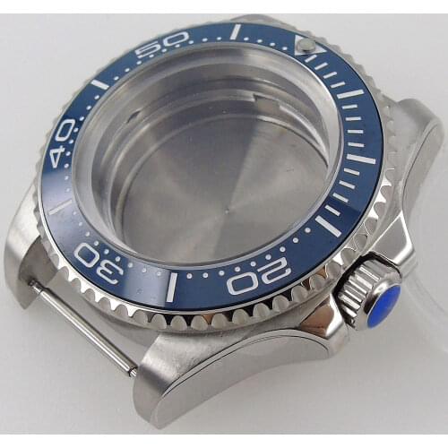44mm SEA Watch Case Fit For Miyota 8215 821A NH35 NH36 ETA 2836 DG 2813 Movement Rotating Ceramic Bezel Insert Mineral Glass