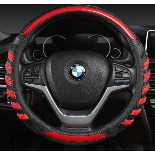 Steering Wheel Cover 38CM 15'' Braid on Steering Wheel Car styling universal Carbon fiber Steering Wheel Cover