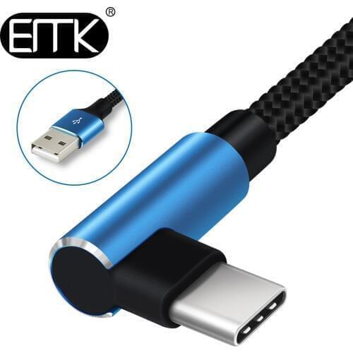 EMK 90 degree USB Type C Cable USB-C Cable Type-C Fast Charging Cord for Nintendo Switch Samsung S8 Oneplus 5 Pixel 2 0.3m 1.2m