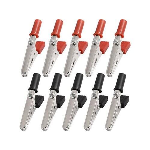 50mm Insulating Plastic Handle Battery Alligator Clips x 10